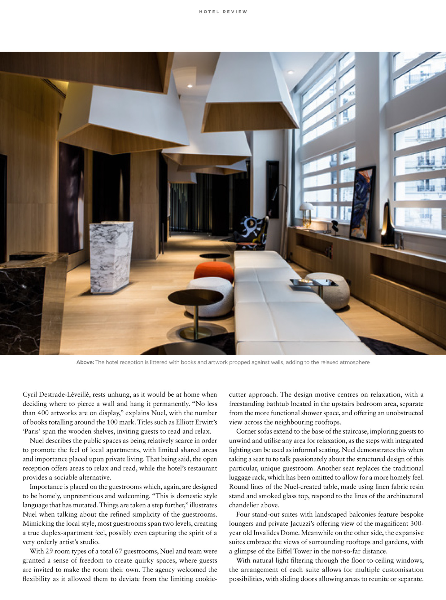 article on the hotel le cinq codet in sleeper magazine by the interior design studio jean-philippe nuel