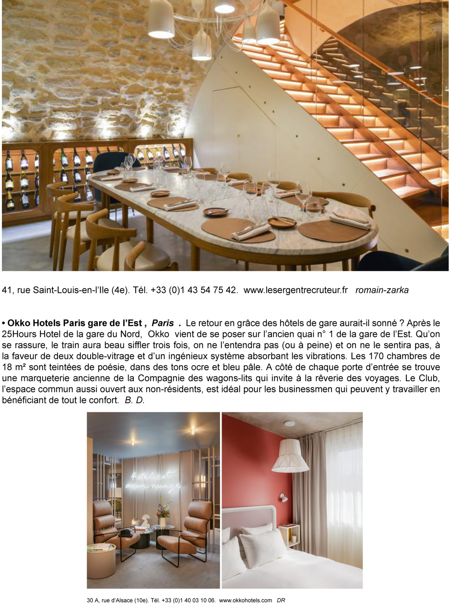 Article on the InterContinental Lyon Hotel Dieu realized by the studio jean-Philippe Nuel in the magazine The Good life, new luxury hotel, luxury interior design, historical heritage