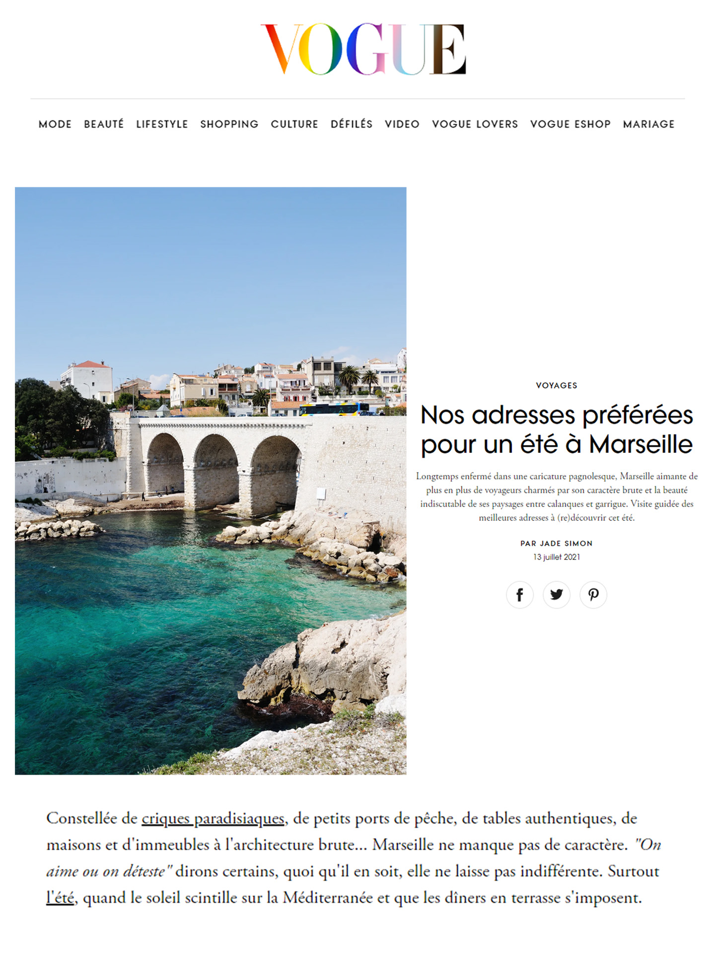 Article on the InterContinental marseille Hotel Dieu realized by the studio jean-Philippe Nuel in the magazine vogue, new luxury hotel, luxury interior design, historical heritage