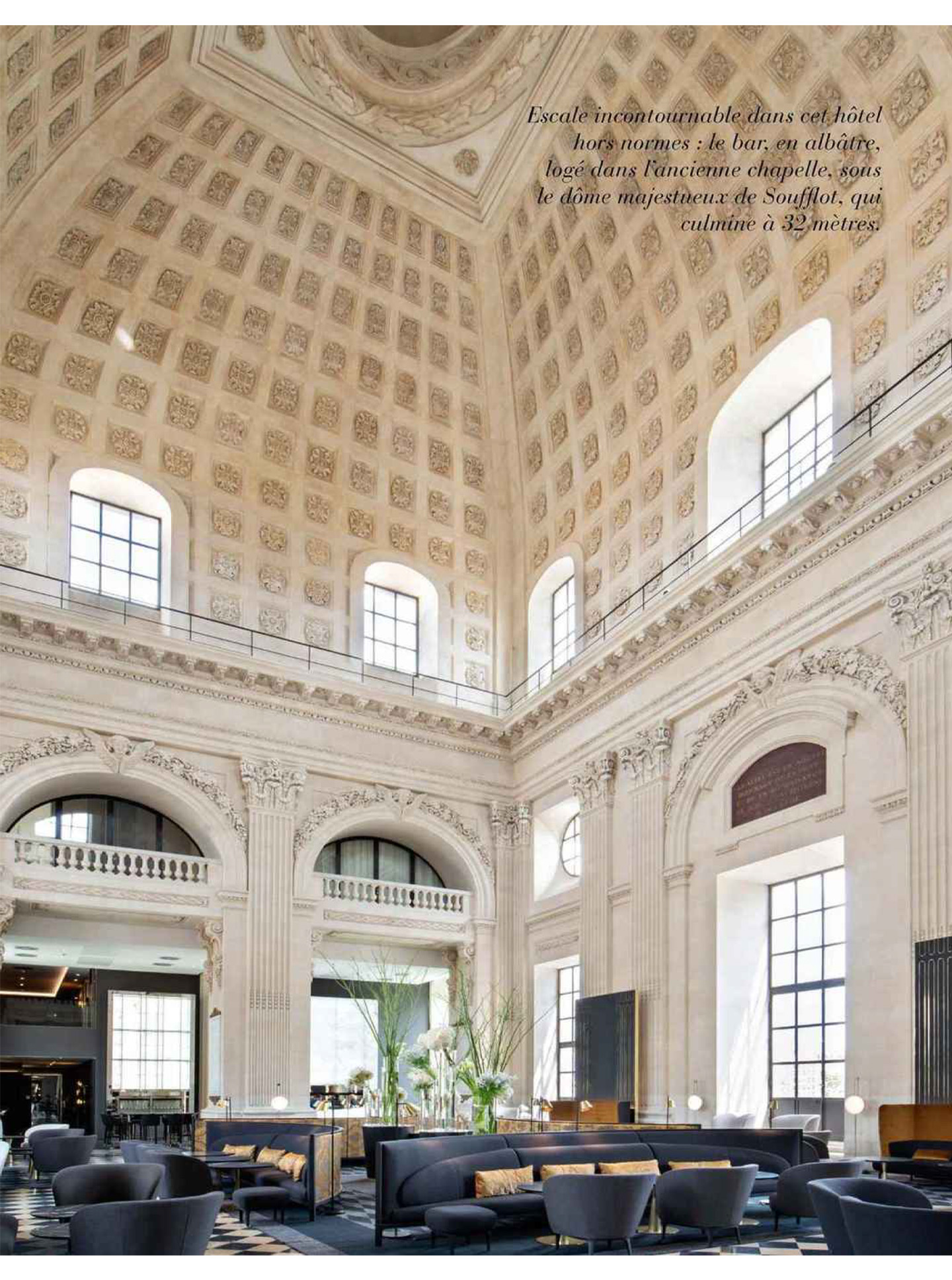 Article on the InterContinental Lyon Hotel Dieu realized by the studio jean-Philippe Nuel in the magazine Voyage de luxe, new luxury hotel, luxury interior design, historical heritage
