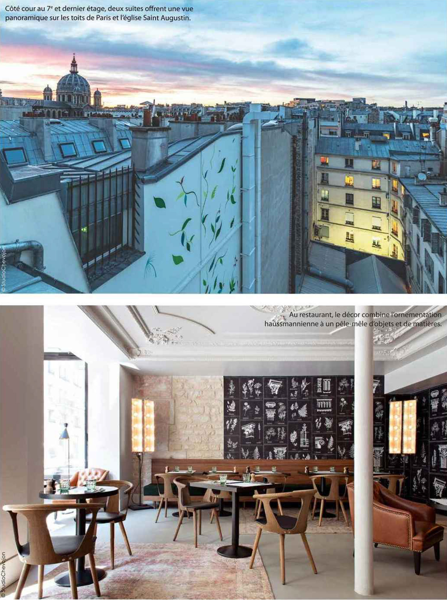 Article on the belleval by jean-Philippe Nuel studio in the magazine voyage de luxe, new lifestyle hotel, luxury interior design, paris center, french luxury hotel