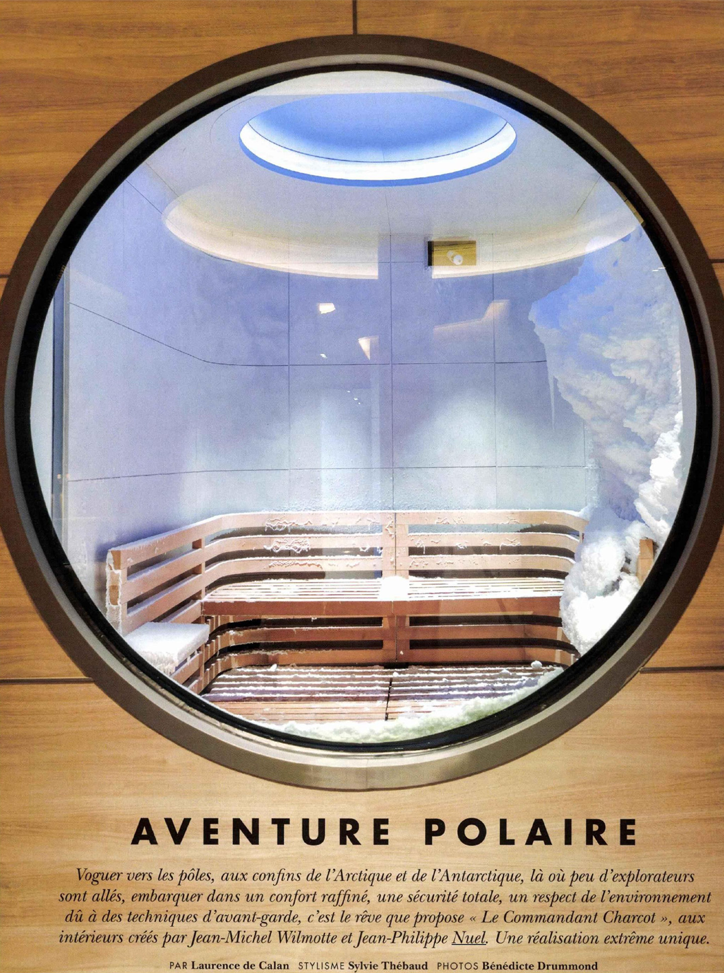 article on commander charcot of ponant in maisons côté ouest magazine, interior design by jean-philippe nuel, luxury polar expedition ship, cruise, luxury ship, interior design