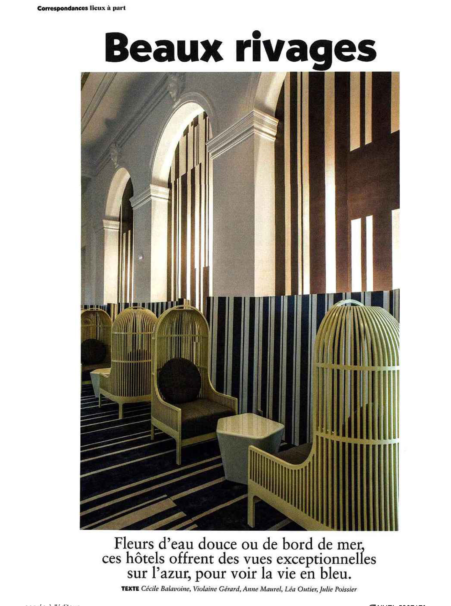 article sur les cures marines de trouville dans air france magazine, hôtel et spa de luxe designé par le studio d'architecture d'intérieur jean-philippe nuel