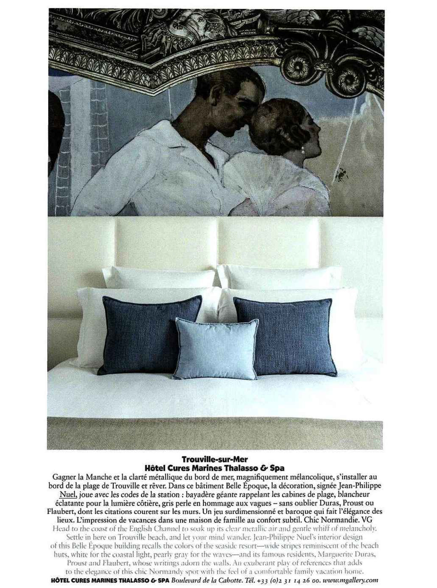 article sur les cures marines de trouville dans air france magazine, hôtel et spa de luxe designé par le studio d'architecture d'intérieur jean-philippe nuel