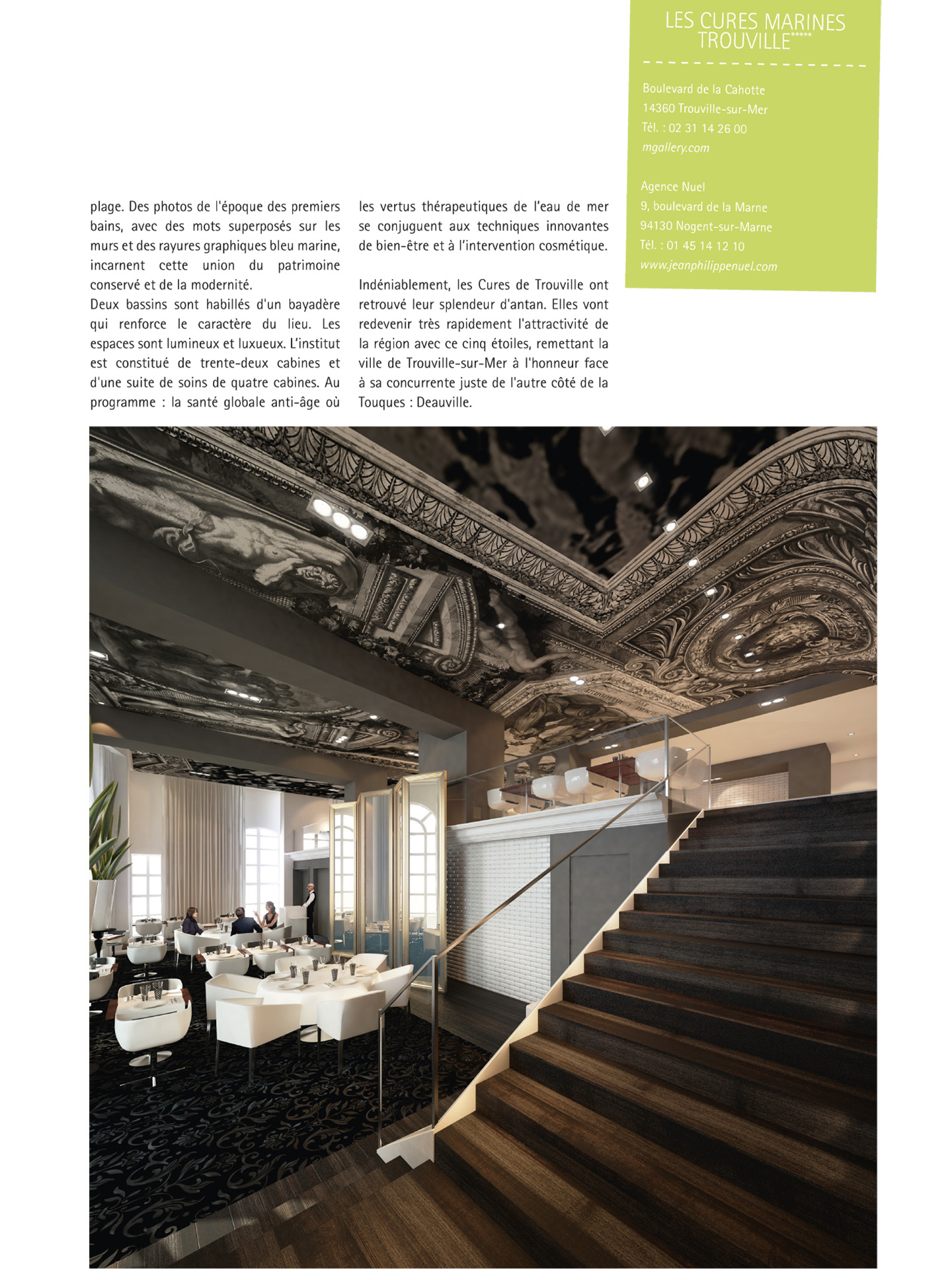 article sur les cures marines de trouville dans le magazine nda, hotel de luxe et spa 5 étoiles réalisé par le studio d'architecture d'intérieur jean-philippe nuel