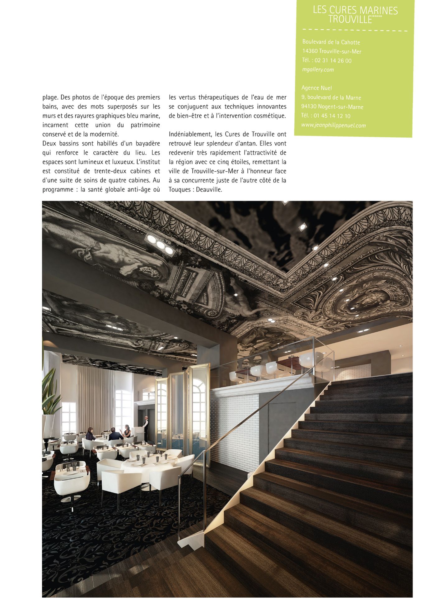 article on the cures marines de trouville in nda magazine, 5 star luxury hotel and spa designed by the interior design studio jean-philippe nuel