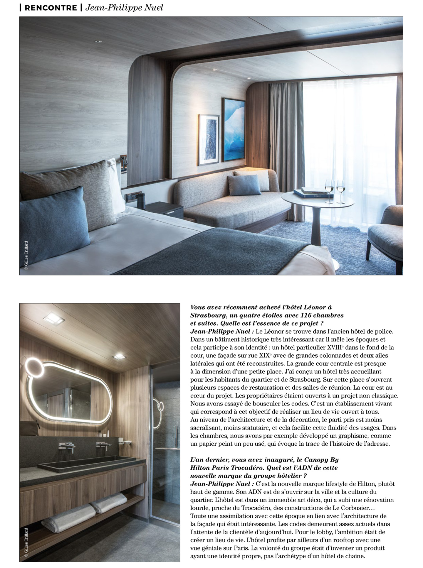 article sur jean-philippe nuel et son agence 'architecture d'intérieur dans le magazine artravel