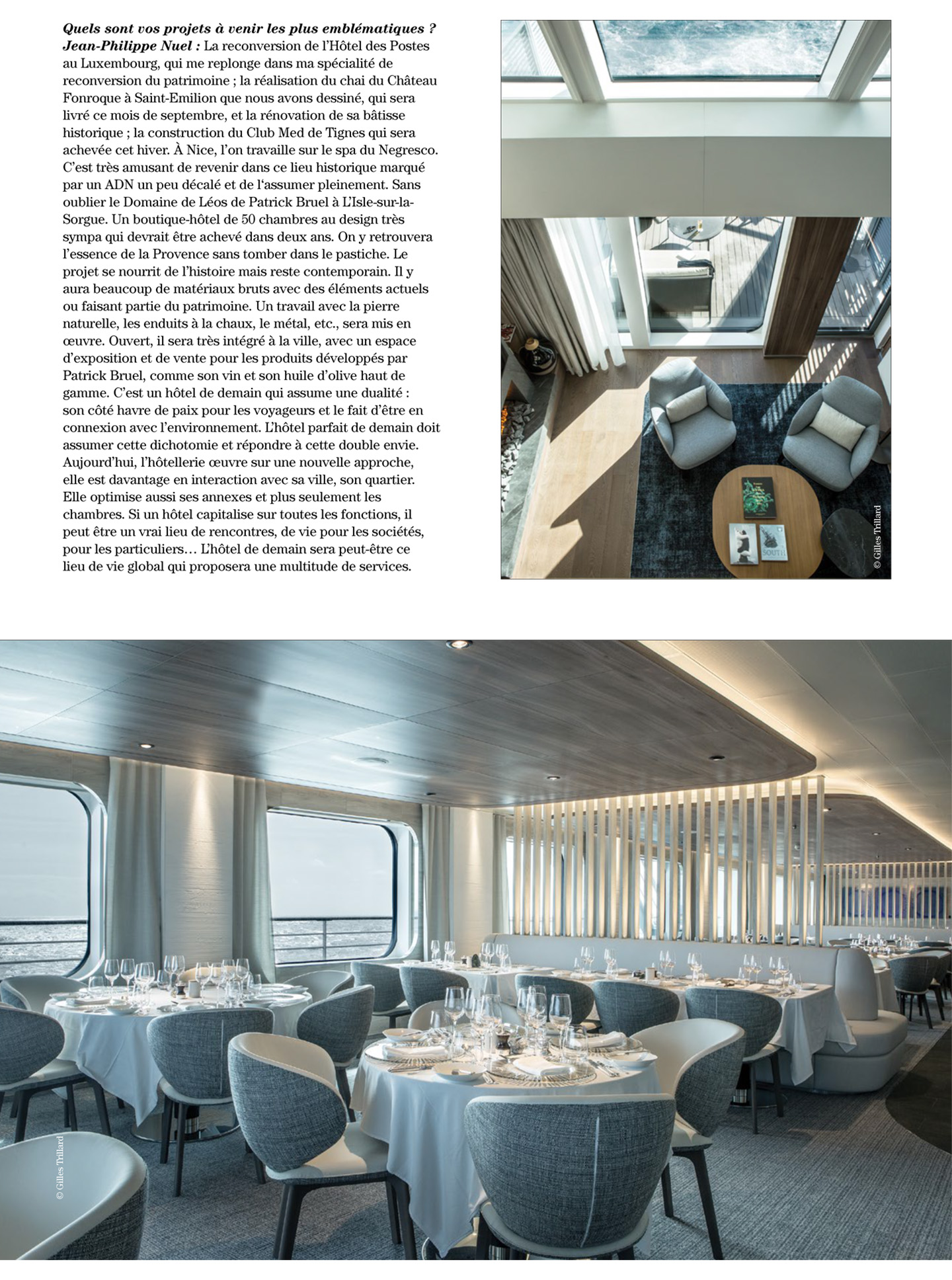 article on jean-philippe nuel and his interior design agency in artravel magazine