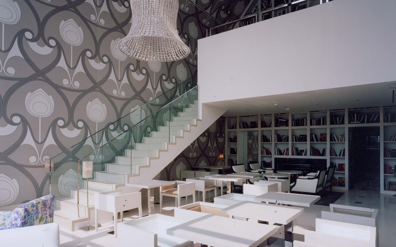 main room of the ashiya coffee shop of the maison henri charpentier by the interior design studio jean-philippe nuel