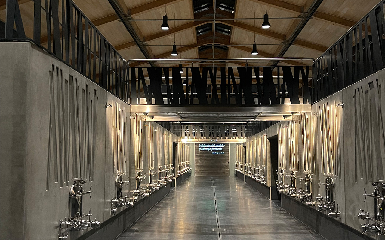 vat room of the chateau de fonroque realized by the studio jean-philippe nuel