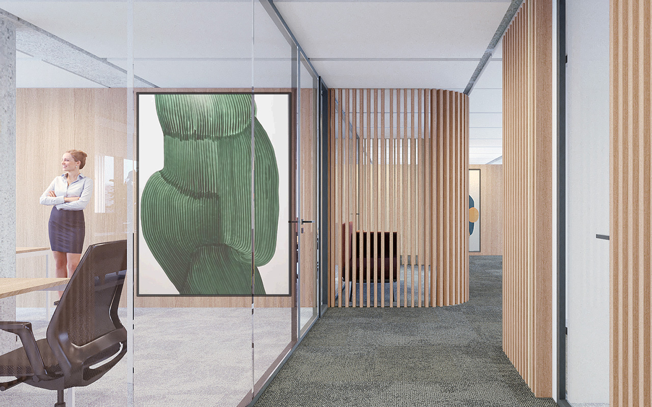 open space du siège social de la banque postale réalisée par le studio d'architecture d'intérieur jean-philippe nuel