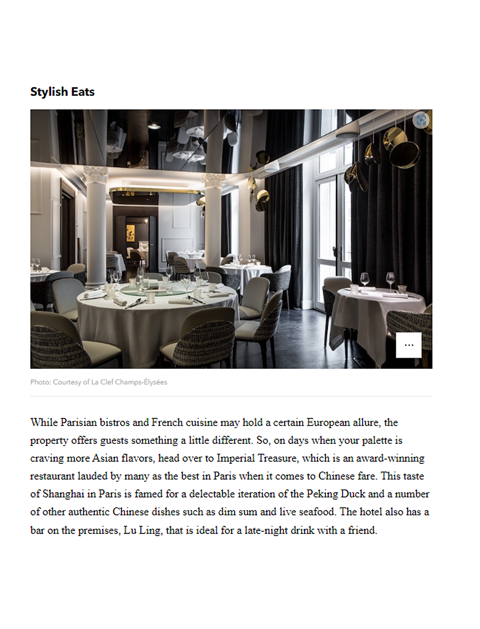 An article from Vogue Arabia on La Clef Champs-Elysées hotel