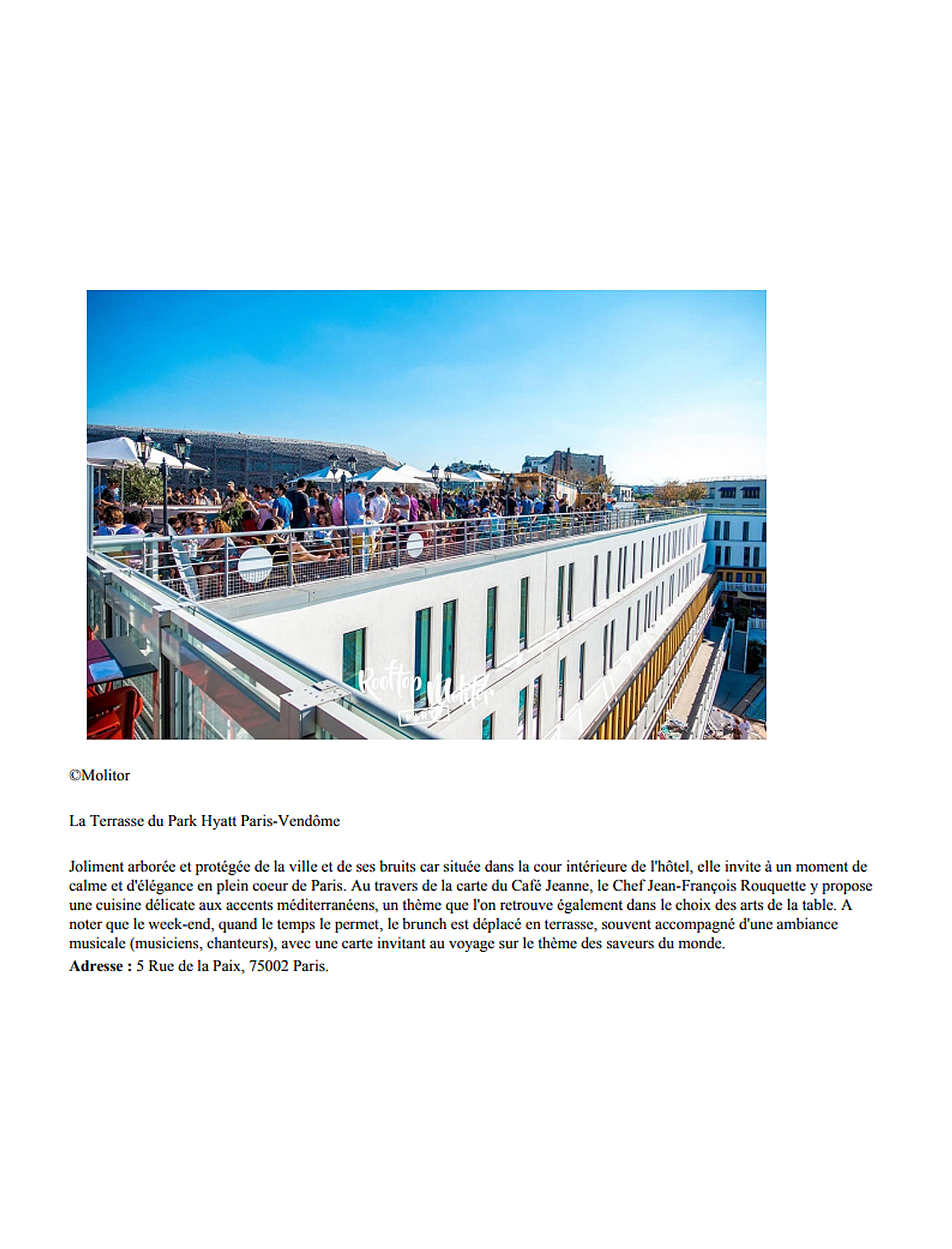 article by the journal du luxe on the hotel Molitor